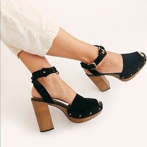 NWT Free People Justine Platform Black Sandal